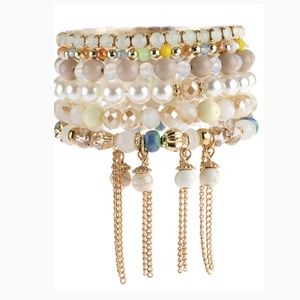 THE CHIC BOHO MIXED BEAD GLASS BUNDLE BRACELET